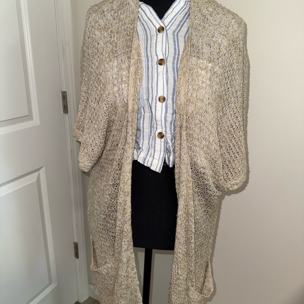 Cream/tan Open-Knit Cardigan
